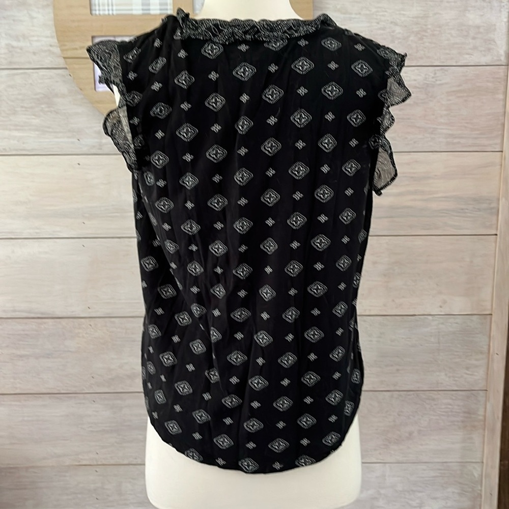 Lucky Brand Black Patterned Women's Top M - Picture 3 of 4